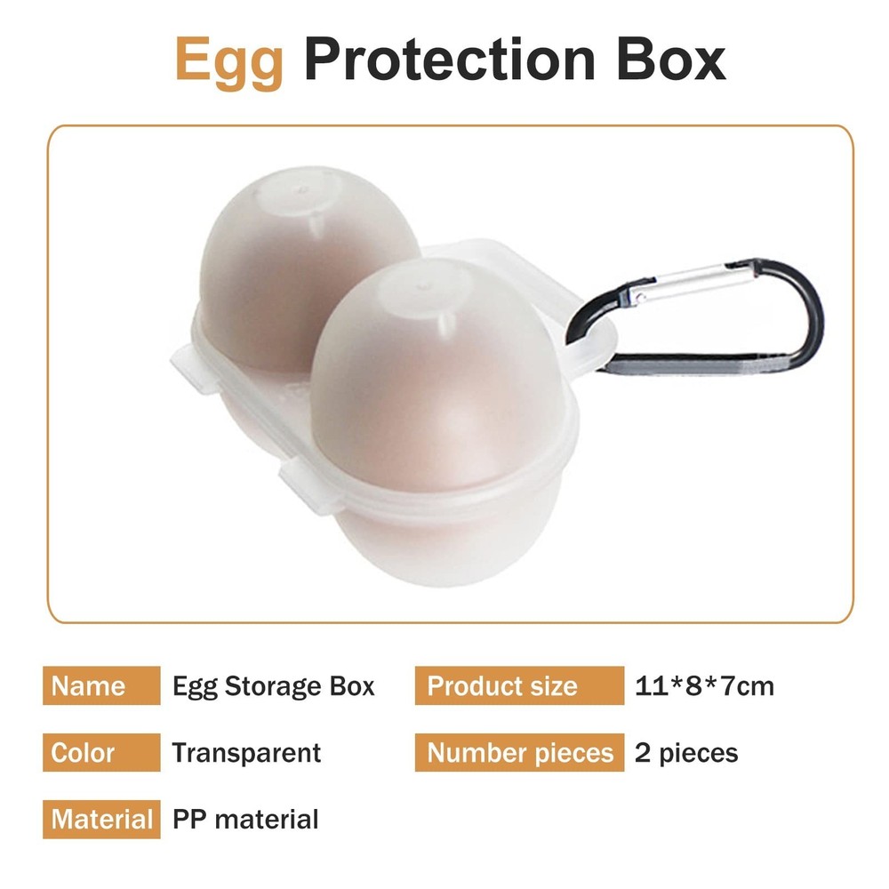 RoseFlower 2pcs Egg Holder Container, 2 Girds Plastic Egg Storage Box Shockpr...