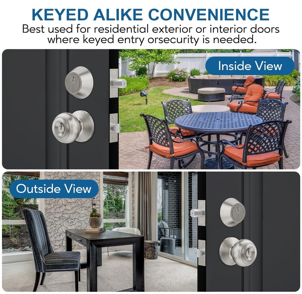 1 Set All Keyed Same Entry Door Knobs and Single Cylinder Deadbolt Combo Set ...