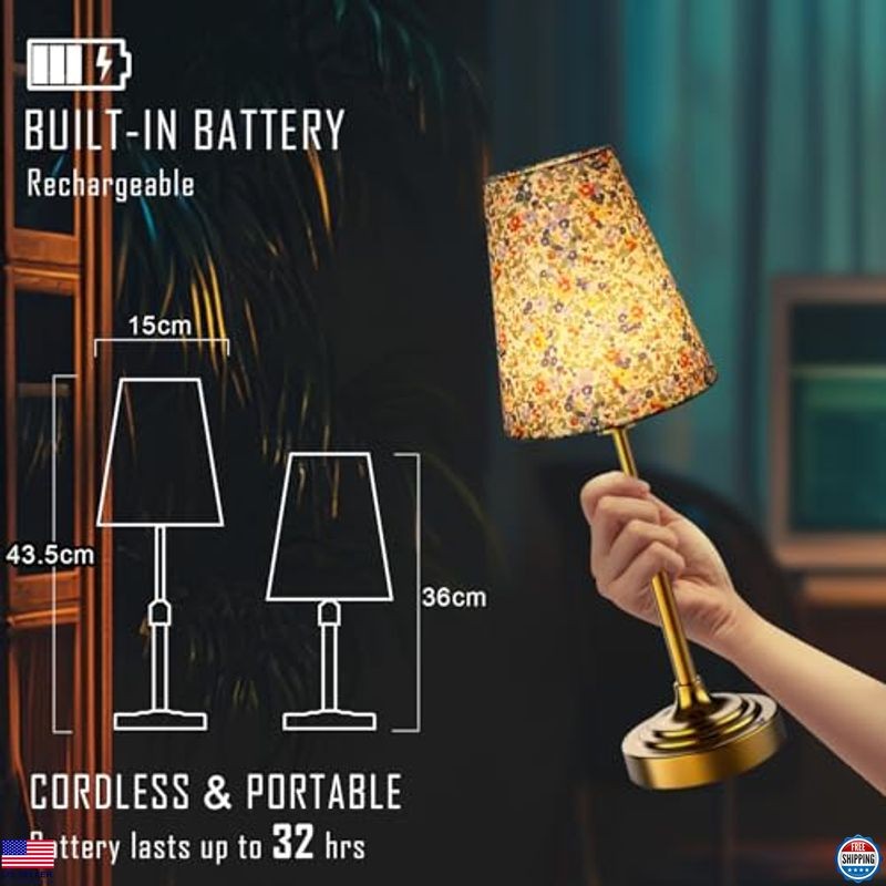 Portable Cordless Table Lamp, Rechargeable Battery, Dimmable 2700-6000K Light,