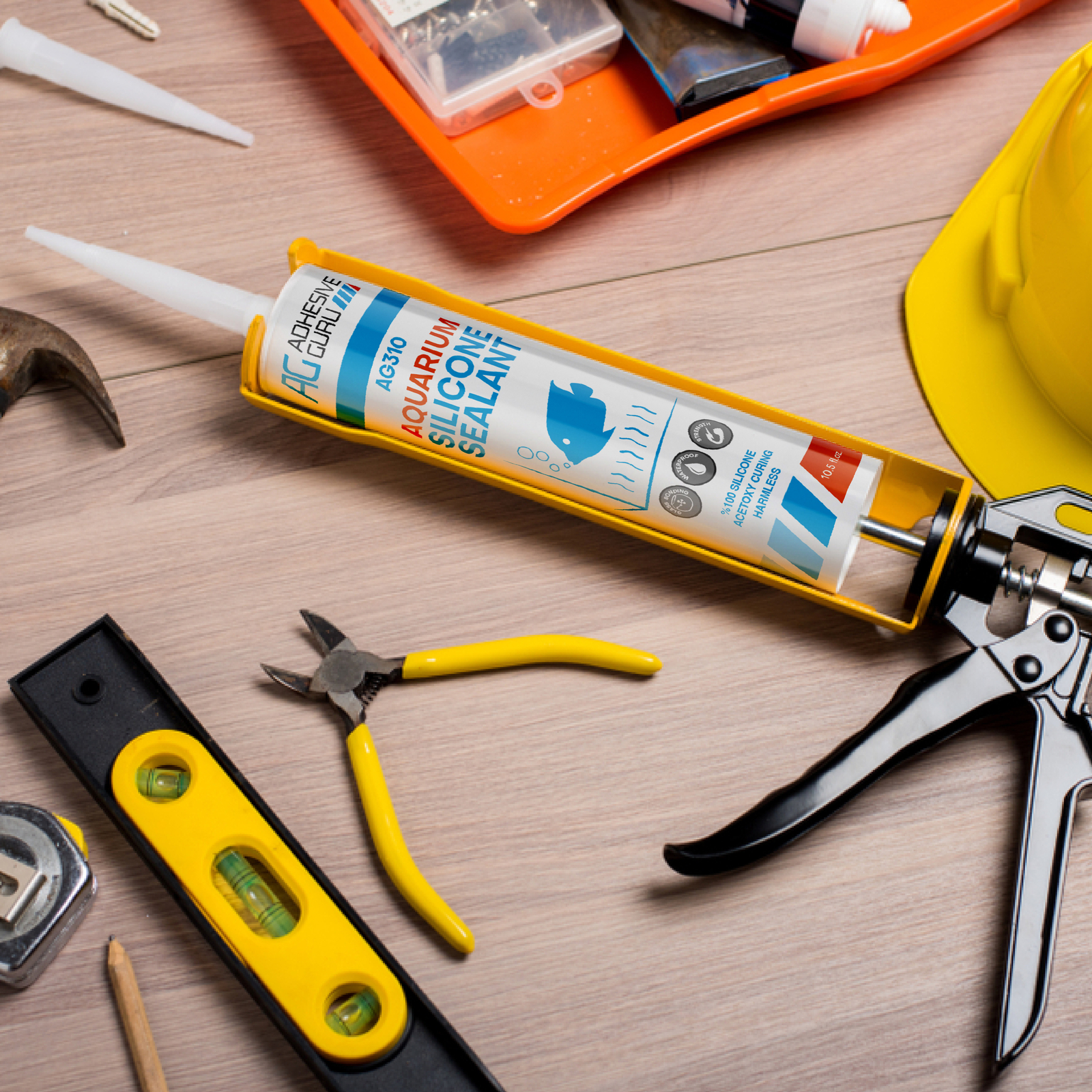 Aquarium Silicone Sealant Clear (10.5 fl oz), 100% Non-Toxic for fish 4 pk