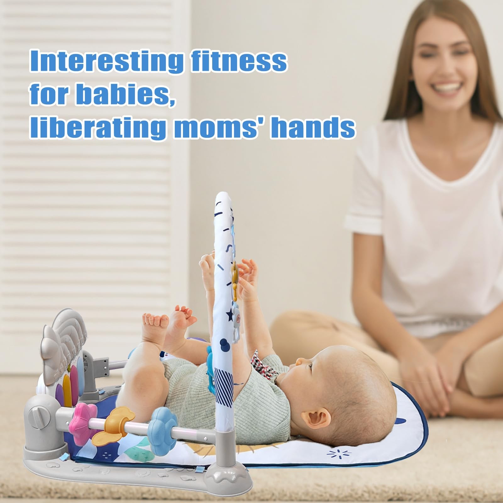 Baby Play Gym Mat, Baby Gym Activity Center, Kick and Play Piano with Music a...