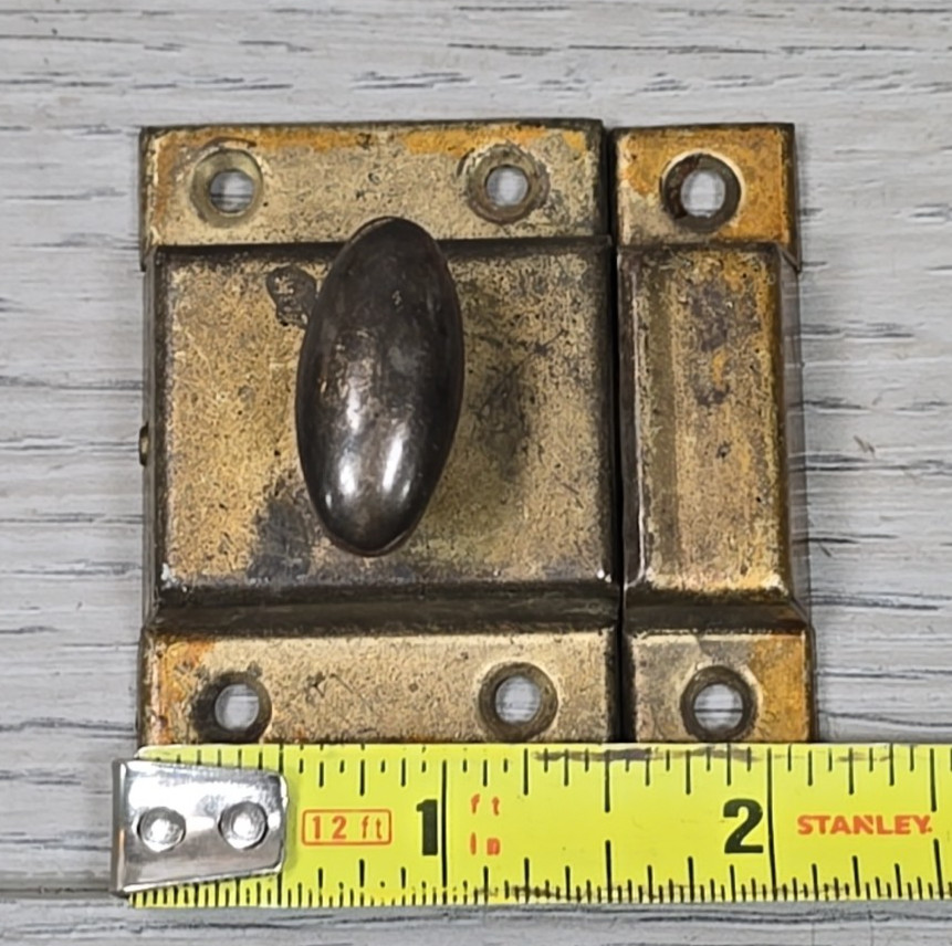Antique Solid Brass Cabinet Latch T-Handle Spring Cupboard Turn Pantry Hardware