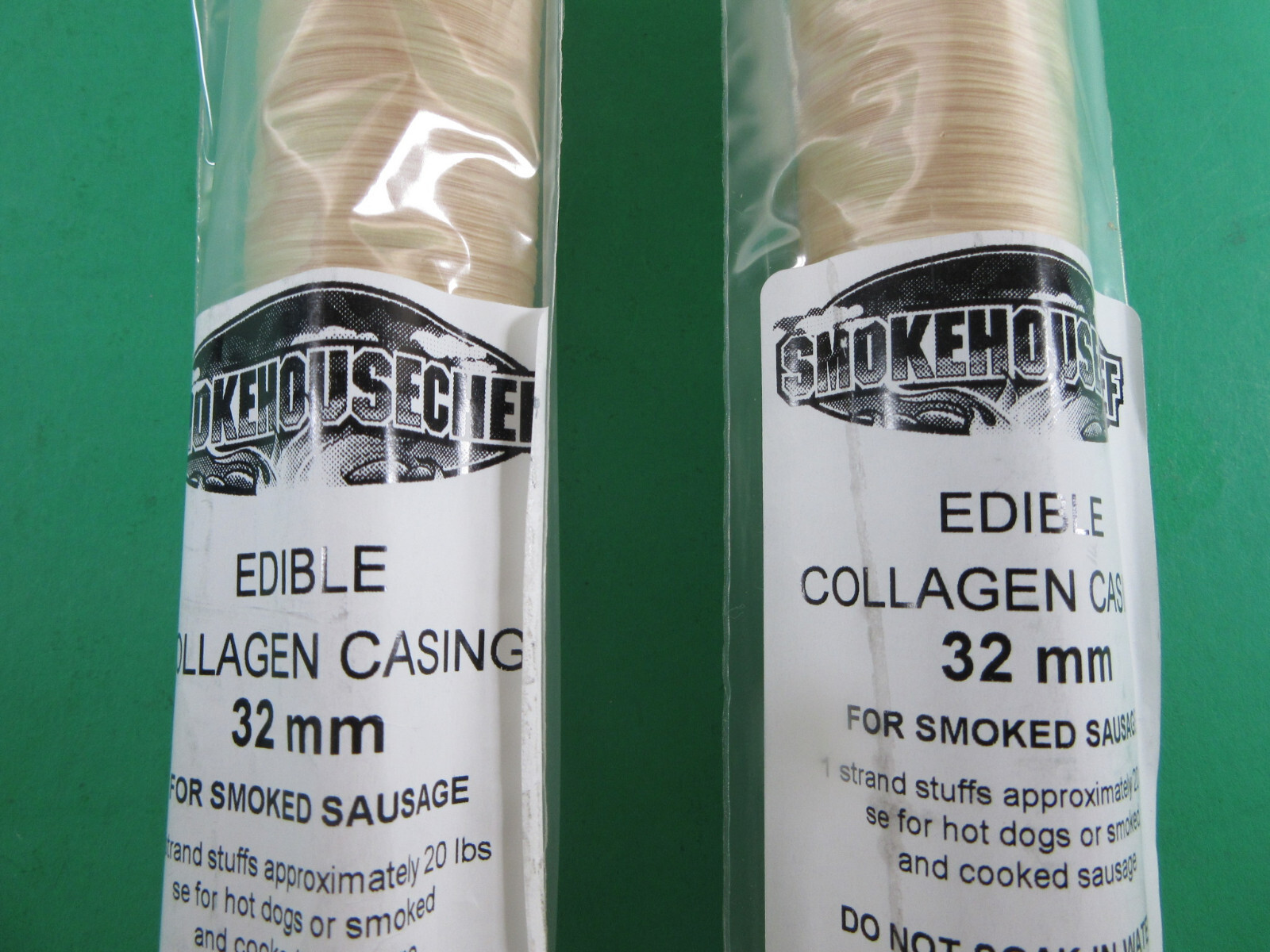 *EASY* to use Sausage Casings.  32 mm for 40 lbs of meat.  Beef Collagen product