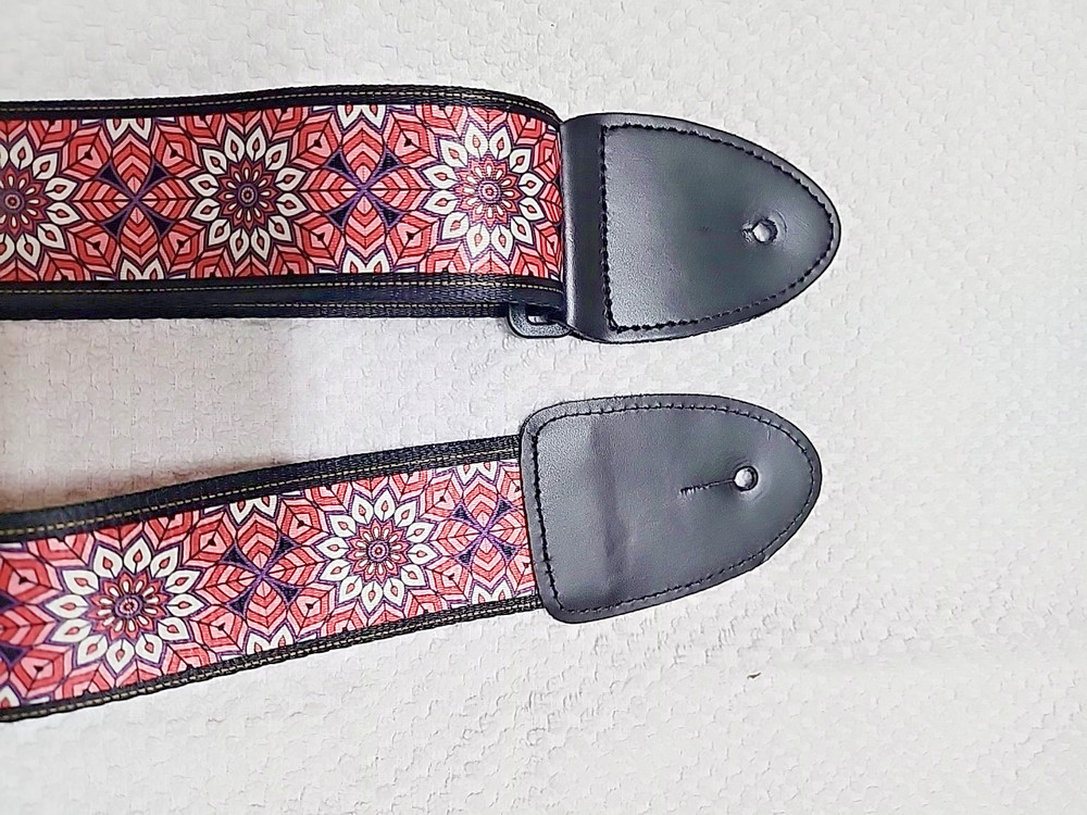 NOS Stagg Brand Adjustable Nylon 2" Adjustable Guitar Strap Pink Mandala Pattern