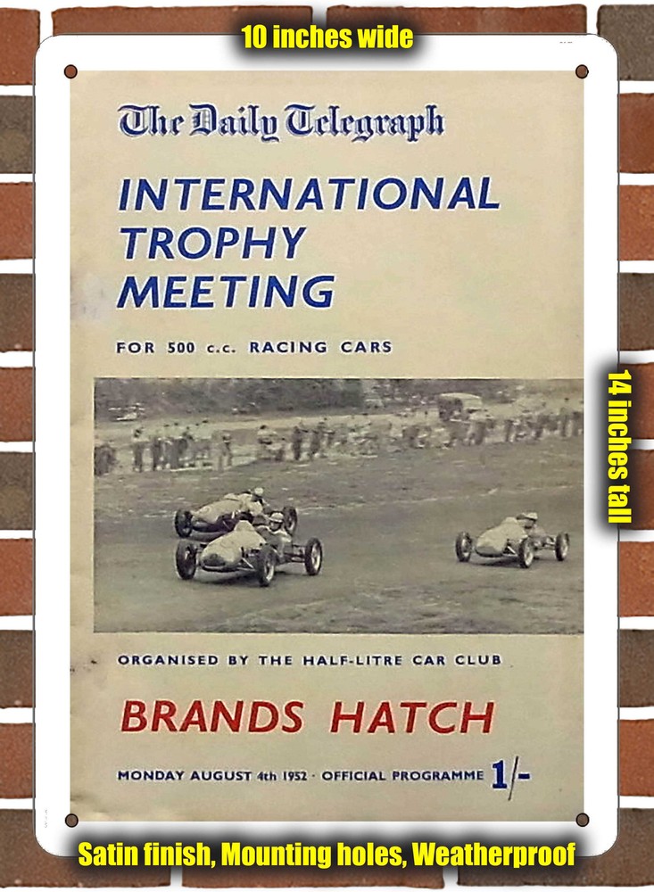 Metal Sign - 1952 Brands Hatch Circuit Racing Program - 10x14 inches