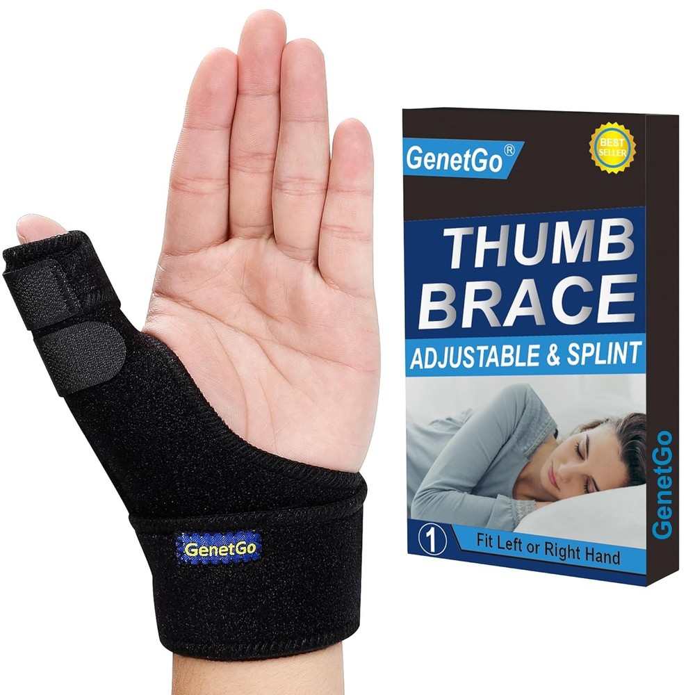 Trigger Thumb Splint - Spica Support Brace Stabilizer One Size, Black