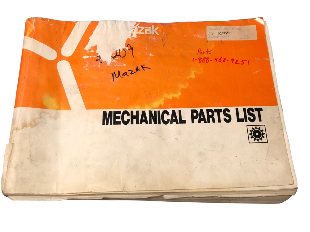 Mazak V-10 Mechanical Parts List