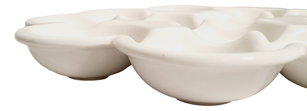 White Egg Platter Serving Dish Ceramic 13.25" Versatile Tableware Serveware Bowl