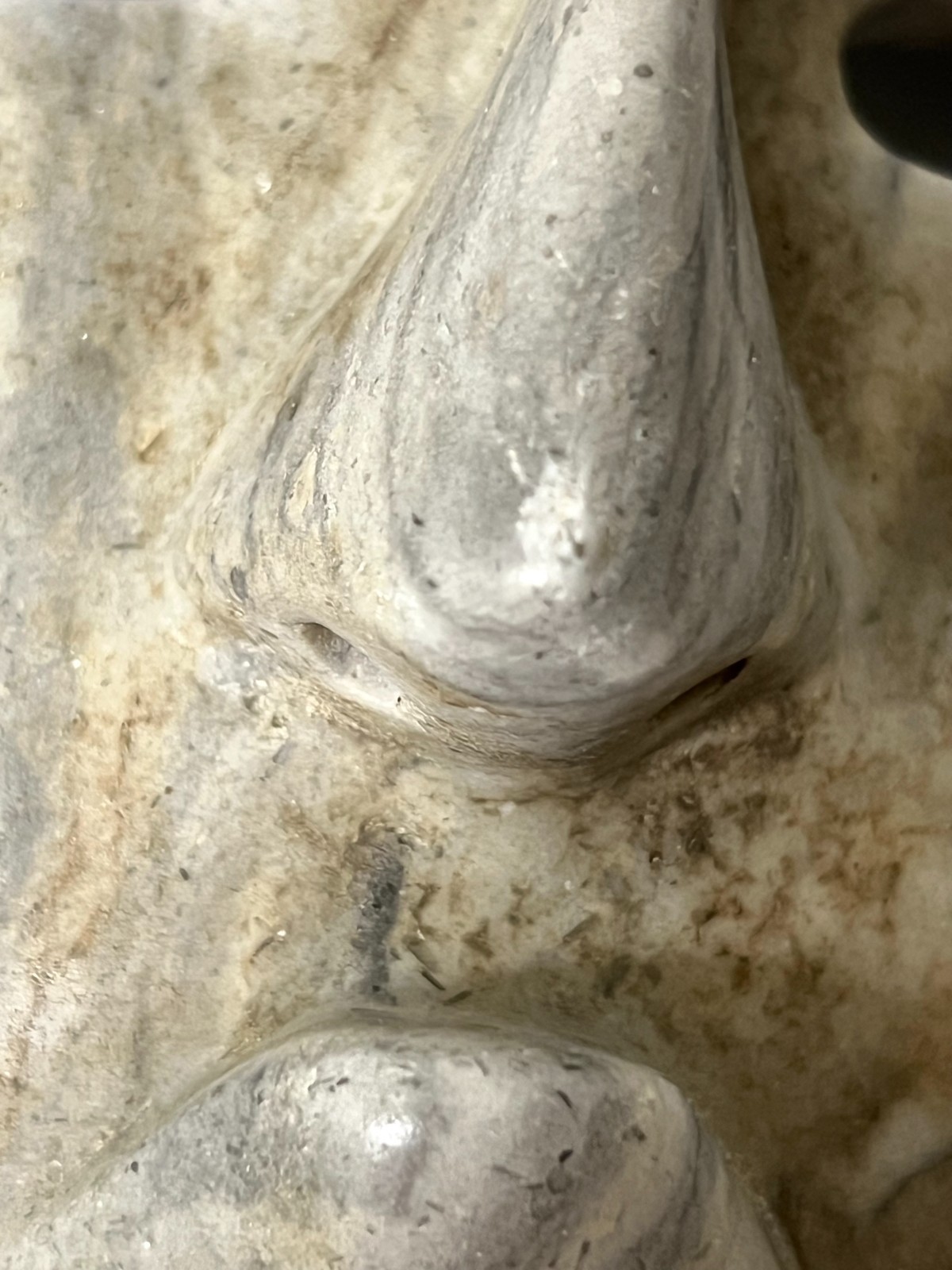 VTG Mayan Aztec Carved Marble Stone Hanging Warrior Mask Wall Decor 8x5x2 in