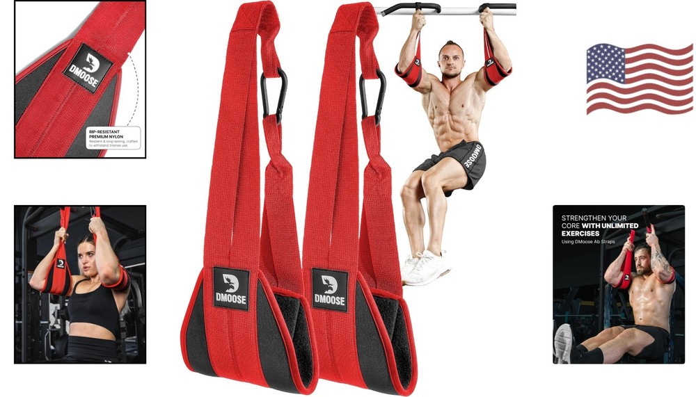 Adjustable Ab Straps for Pull Up Bar - Effective Core Isolation, 330 lbs Max