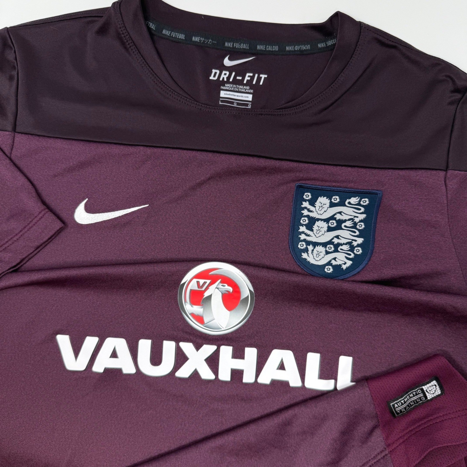 Nike Dri-FIT England Football Training Jersey Maroon Burgundy Men's Large