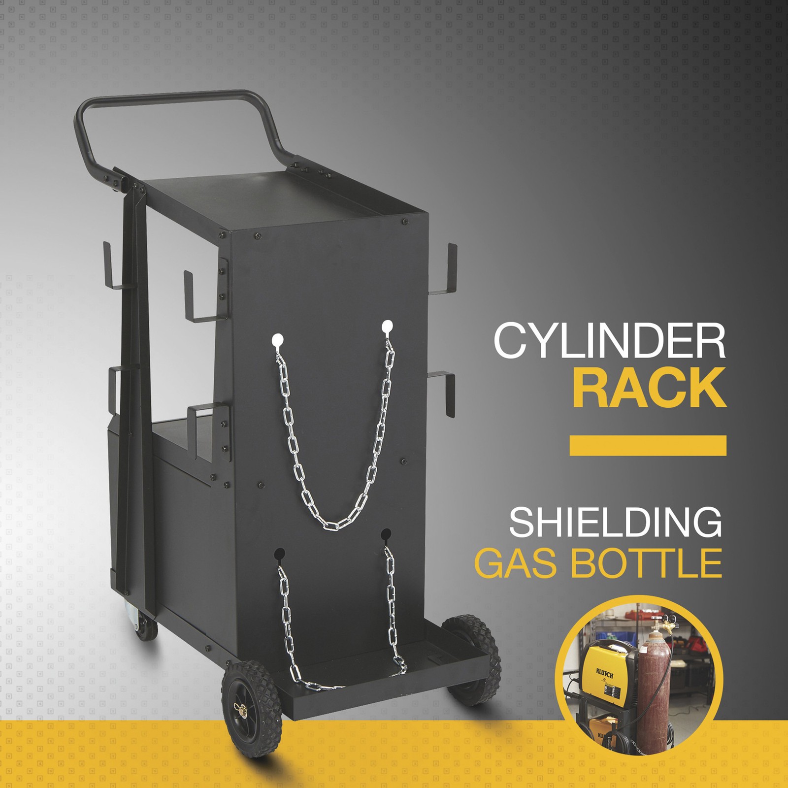 Klutch 2-Tier Welding Cart with Locking Cabinet, 31-1/2in.L x 16-1/8in.W x