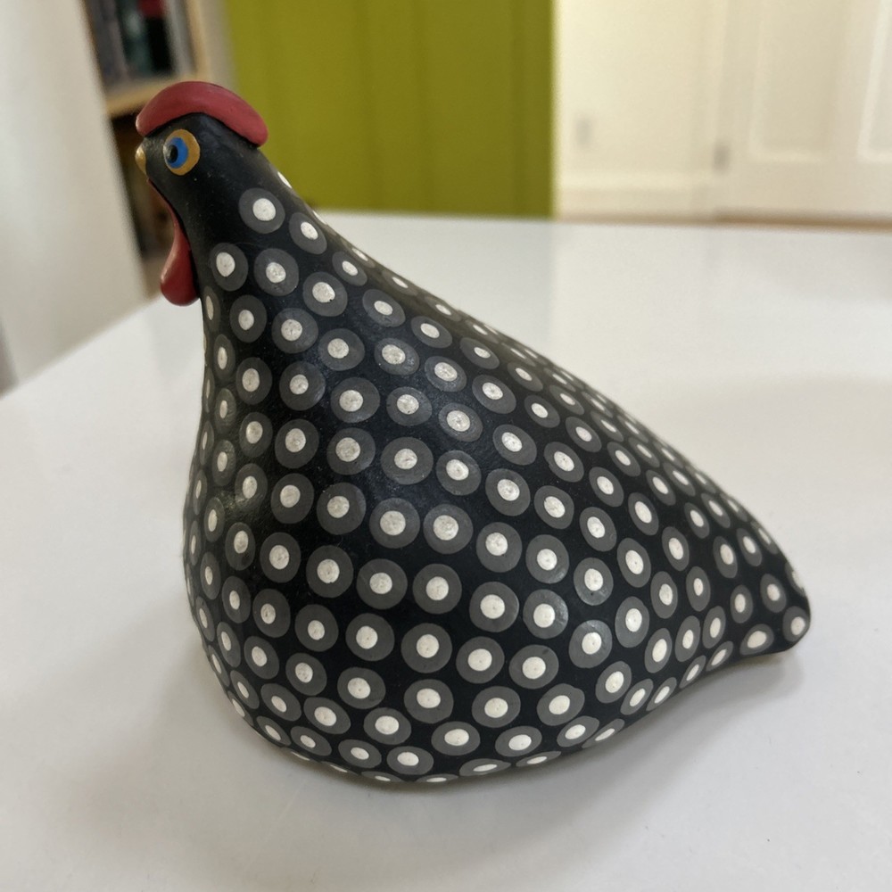 Hand Painted Ceramic Guinea Hen Figurine