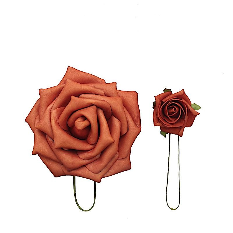 24 TERRACOTTA 5" FOAM ROSE Flowers Stems Party Wedding Events Decorations