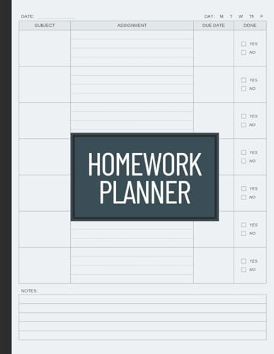 Homework Planner: Undated Assignment Notebook for Elementary, Middle/High School