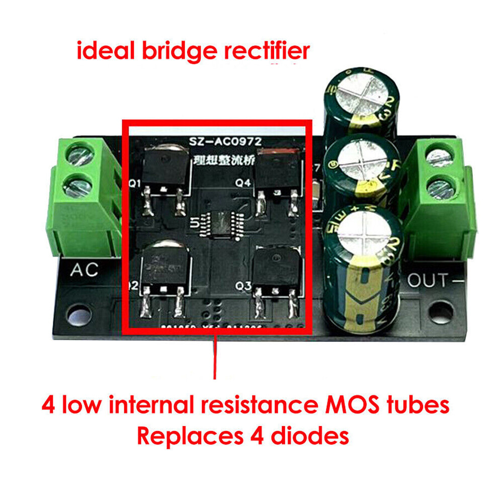 2 High Efficiency Ideal Diode Bridge Rectifier Filter Module Low Heat Generation