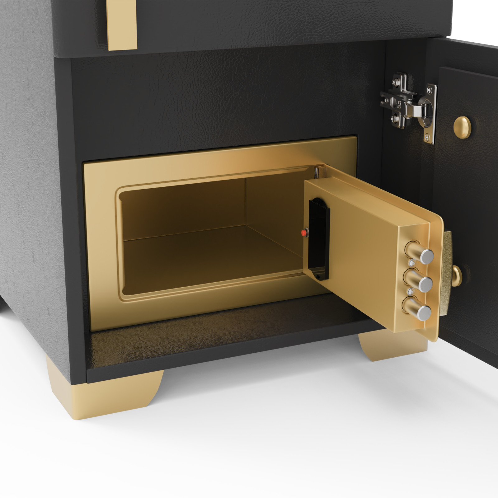 Deep Grey Smart Nightstand w/Security Safe Lock Box, 3-Color,Wireless Charging