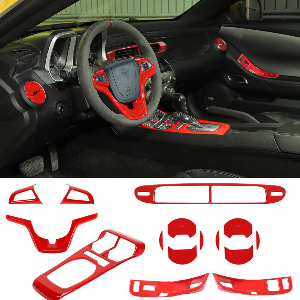 ⭕15pcs Full Interior Dashboard Panel Cover Trim Kit For Chevy Camaro 2012-15 Red