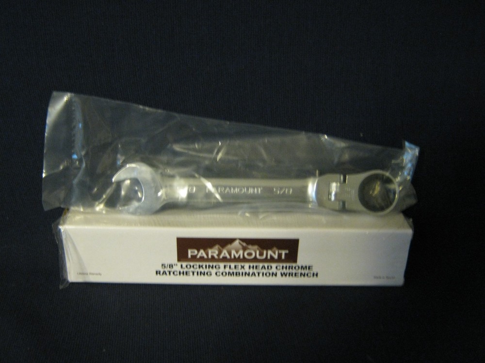 PARAMONT 5/8" LOCKING FLEX HEAD CHROME RATCHETING COMBINATION WRENCH-CR-V-BIN 3