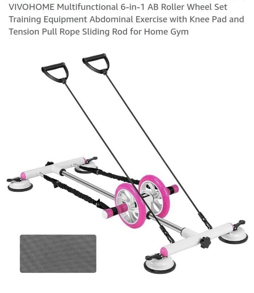 6 in 1 Abdominal Roller Machine (Pink & White)