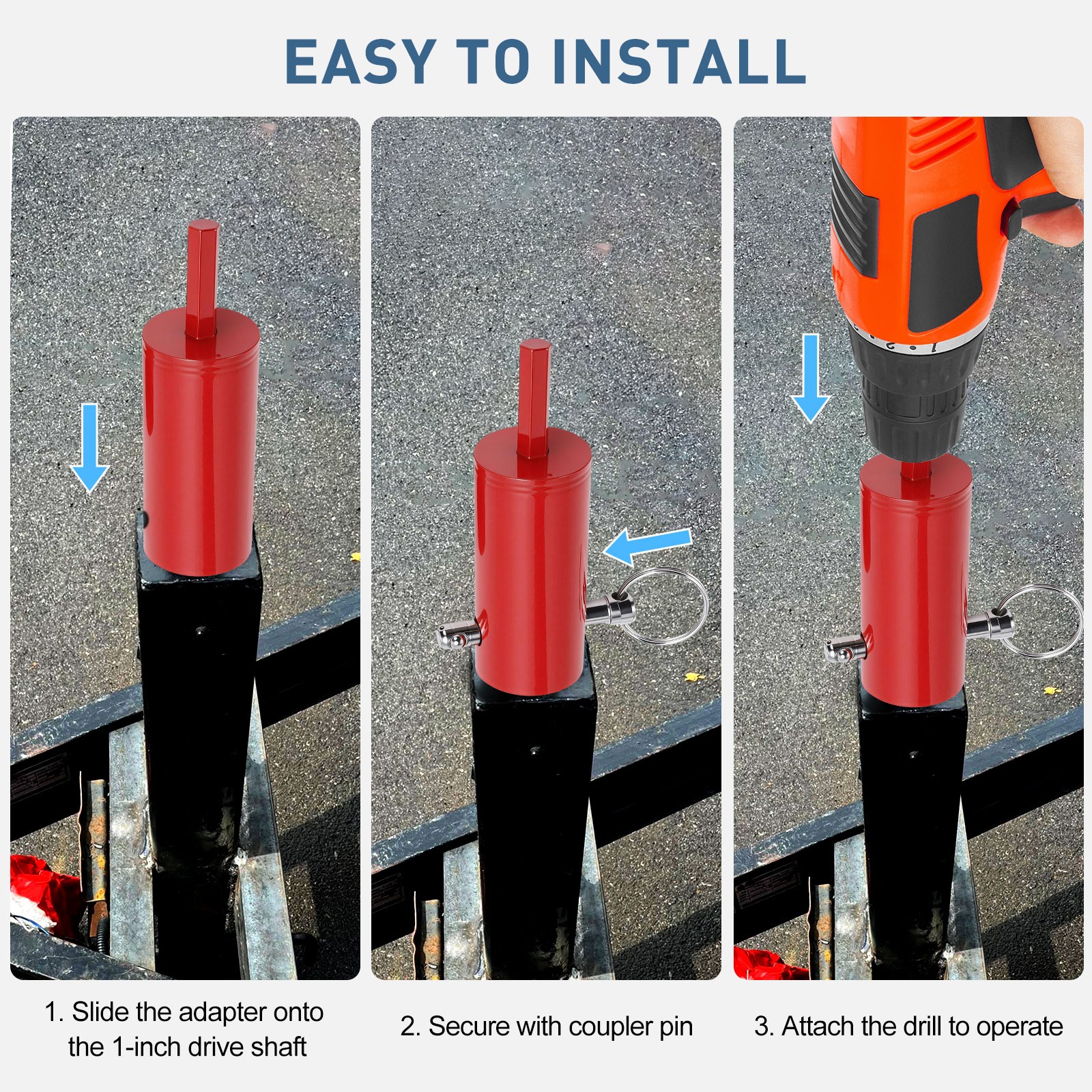 2 PCS Trailer Jack Electric Drill Adapter 1in Handle Bolt Fit 1/2" & 3/8" Shank