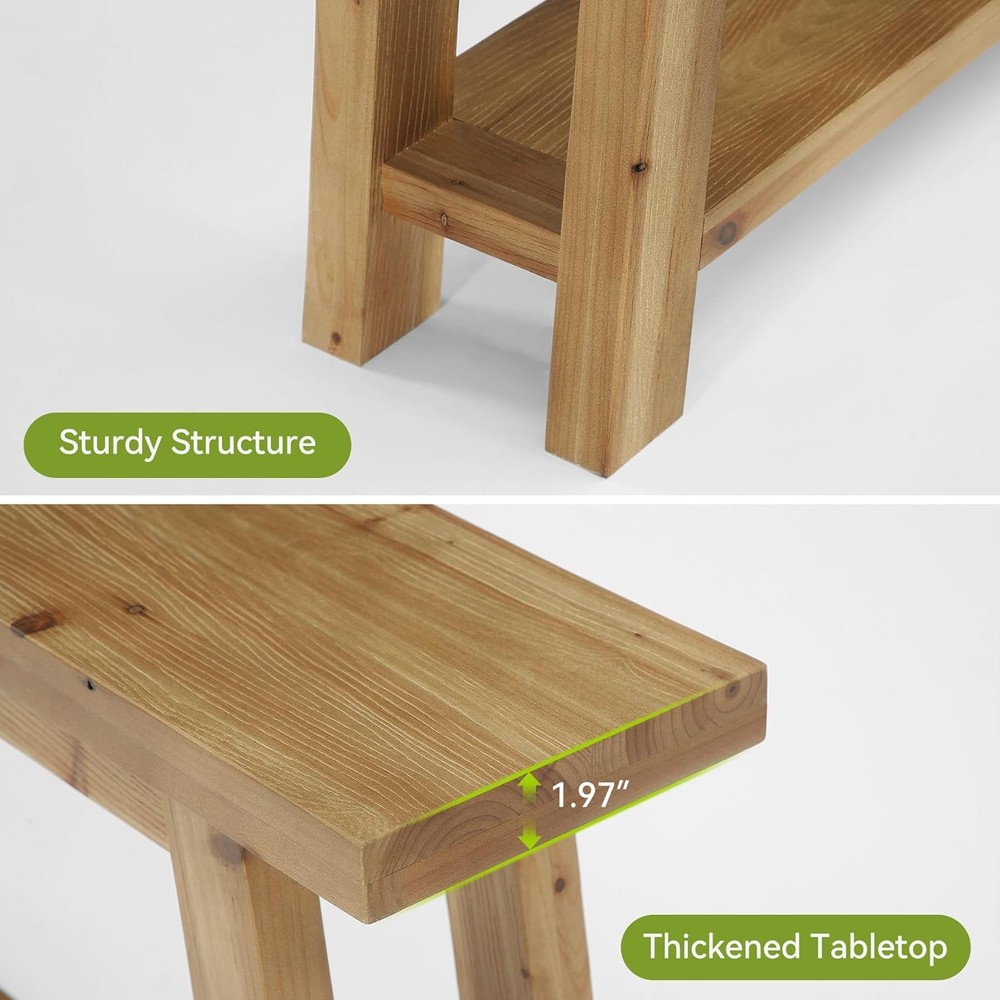 70.9" Solid Wood Console Table Entryway 2-Tier Sofa Table Behind Couch Farmhouse