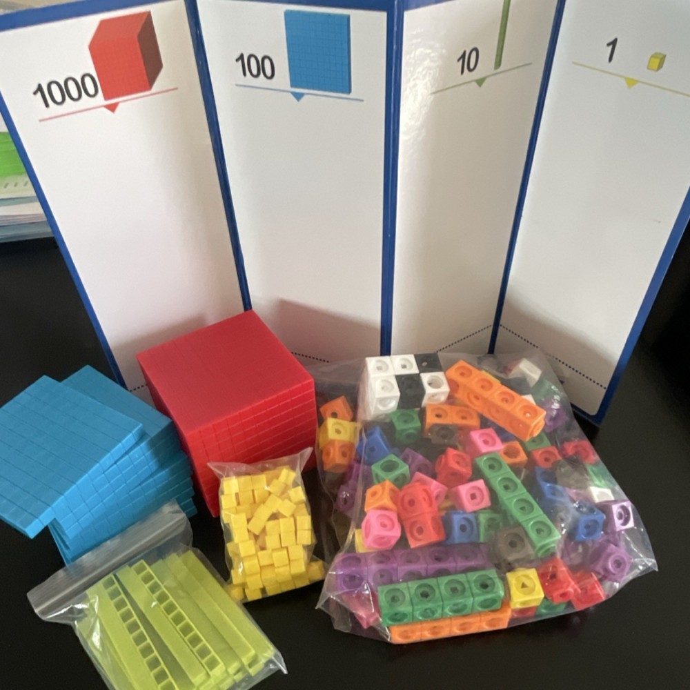 Math Manipulatives Base Ten Blocks Linking Cubes Set Ages 4-11 Place Value