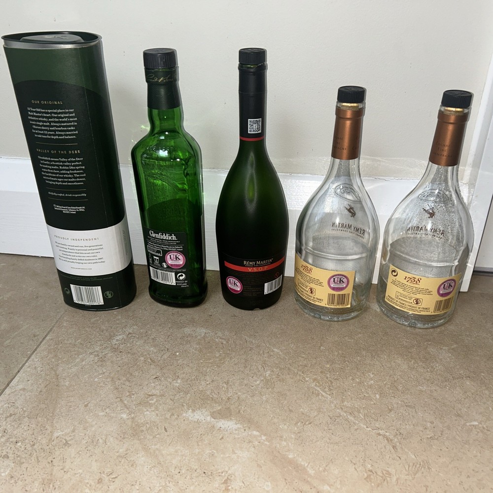 Empty Brandy & Whisky Bottles