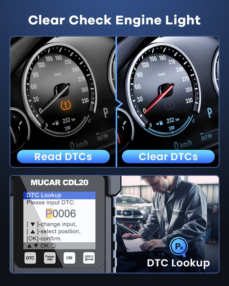 MUCAR CDL20 Car OBD2 Diagnostic Tool Auto Scanner Engine System USA 2025