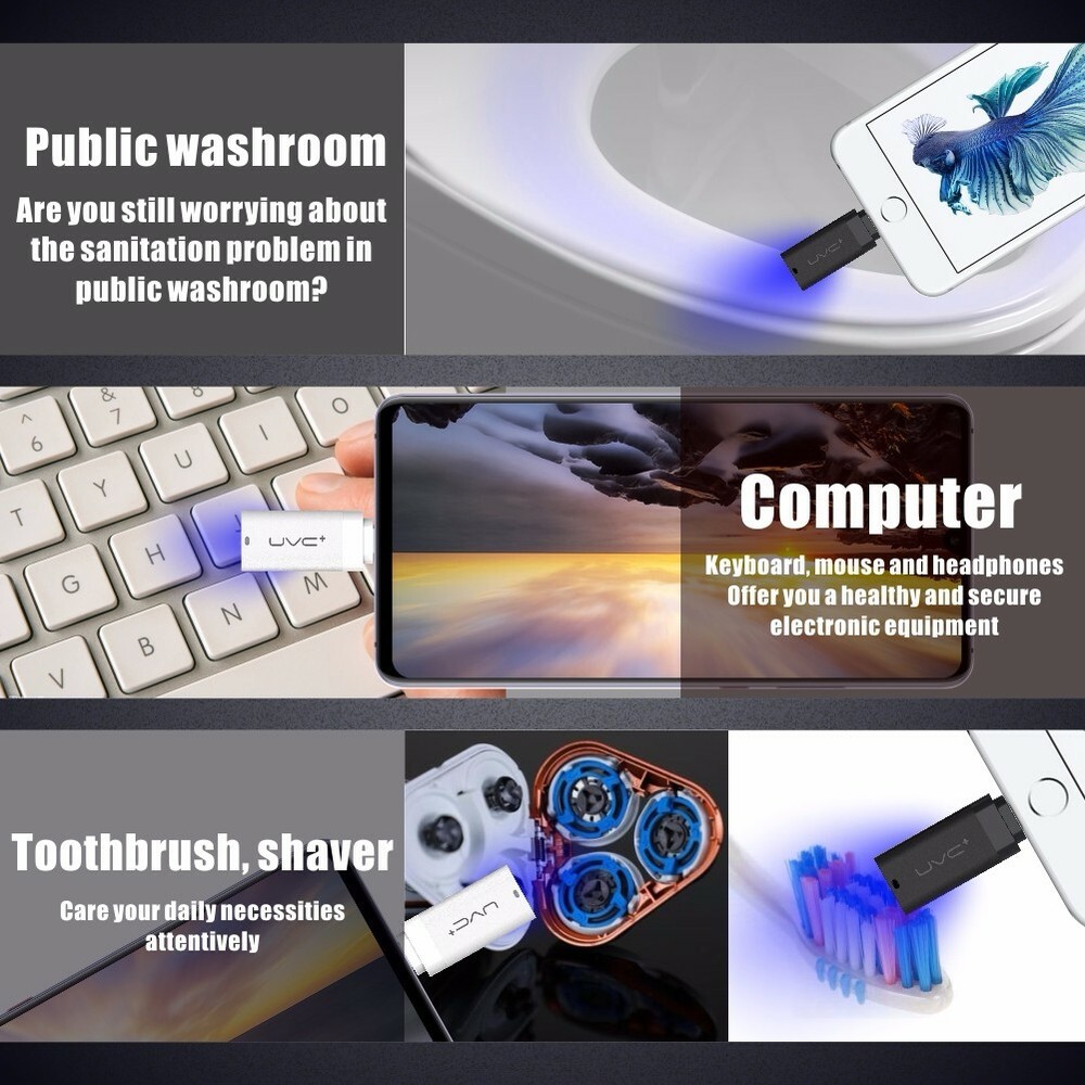 UV Sterilization UVC Germicidal lamp for iphone + android