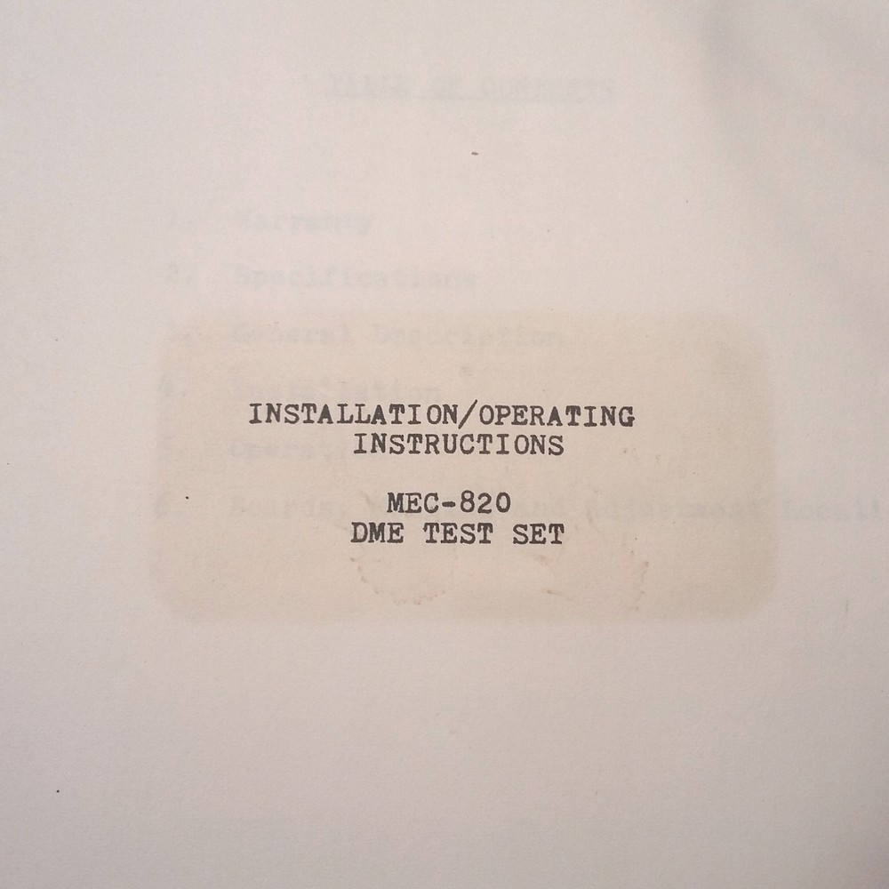 Michel MEC 820 DME TestSet Operation Manual
