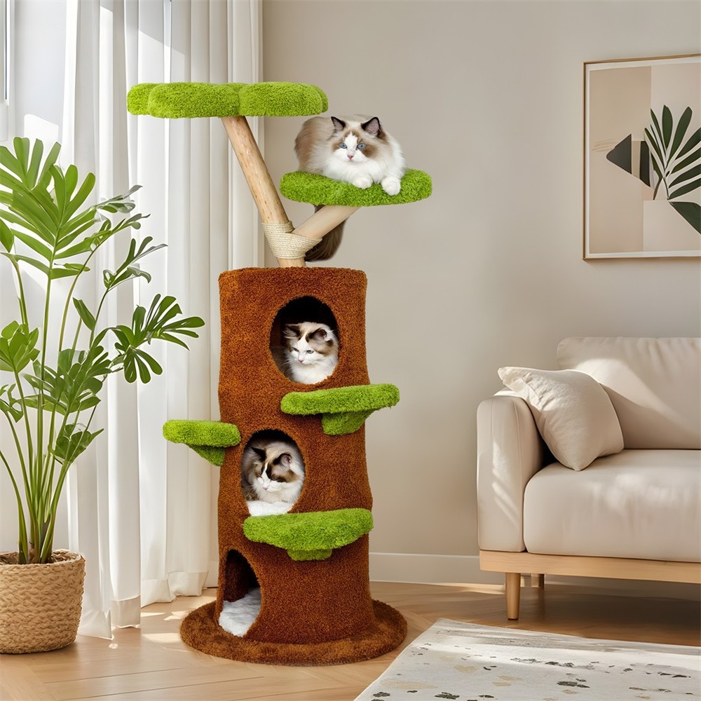 Indoor Cat Tree Tower Stable Multi-Tiers Kittens Flower Activity Center Tower US