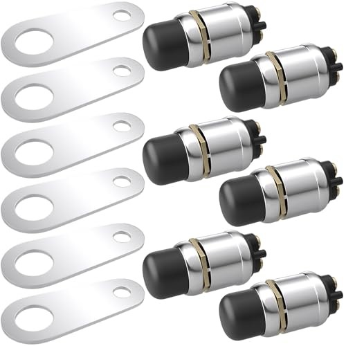 6 PCS Push Button Starter Switch 12V 50A, Waterproof Momentary Start black-6