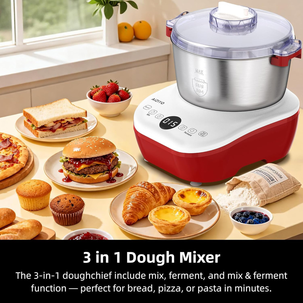 Doughchief, 5.3QT Dough Mixer, Dough Maker with Ferment Function, Touch Panel Co
