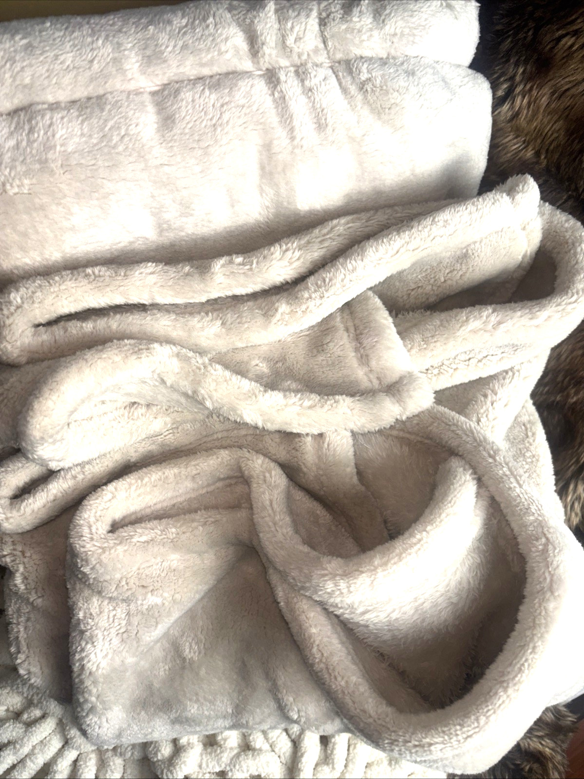 Adrienne Landau Ultra Thick & Plush Luxury Throw Blanket Taupe/Sand XL 60" x 70"