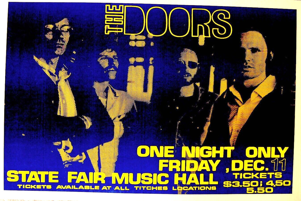 THE DOORS 1970 STATE FAIR MUSIC / DALLAS PROMO POSTER / JIM MORRISON / NM 2 MINT
