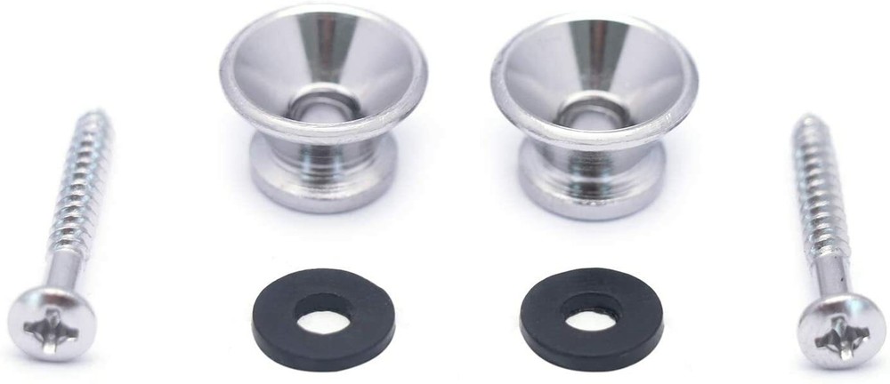 2Pcs Guitar Strap Locks Pair Strap lock Metal Round Button chrome Style