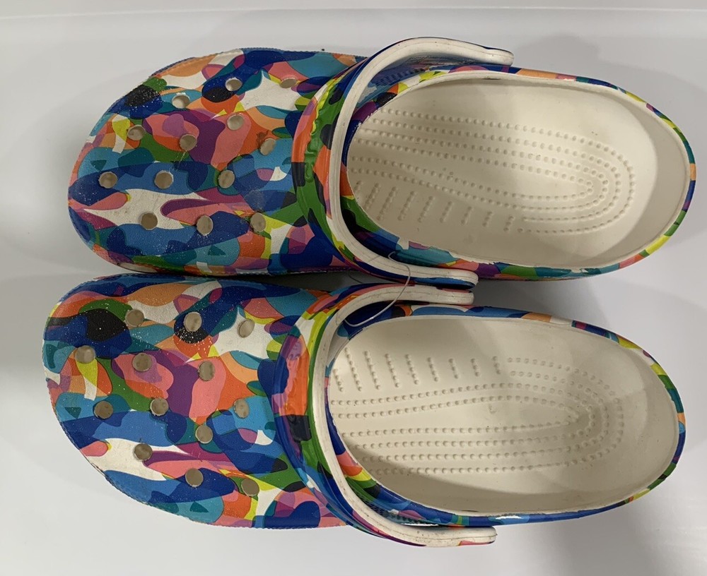 Crocs Classic Confetti Bubble Block Clogs White Multi Color M 10 W 12