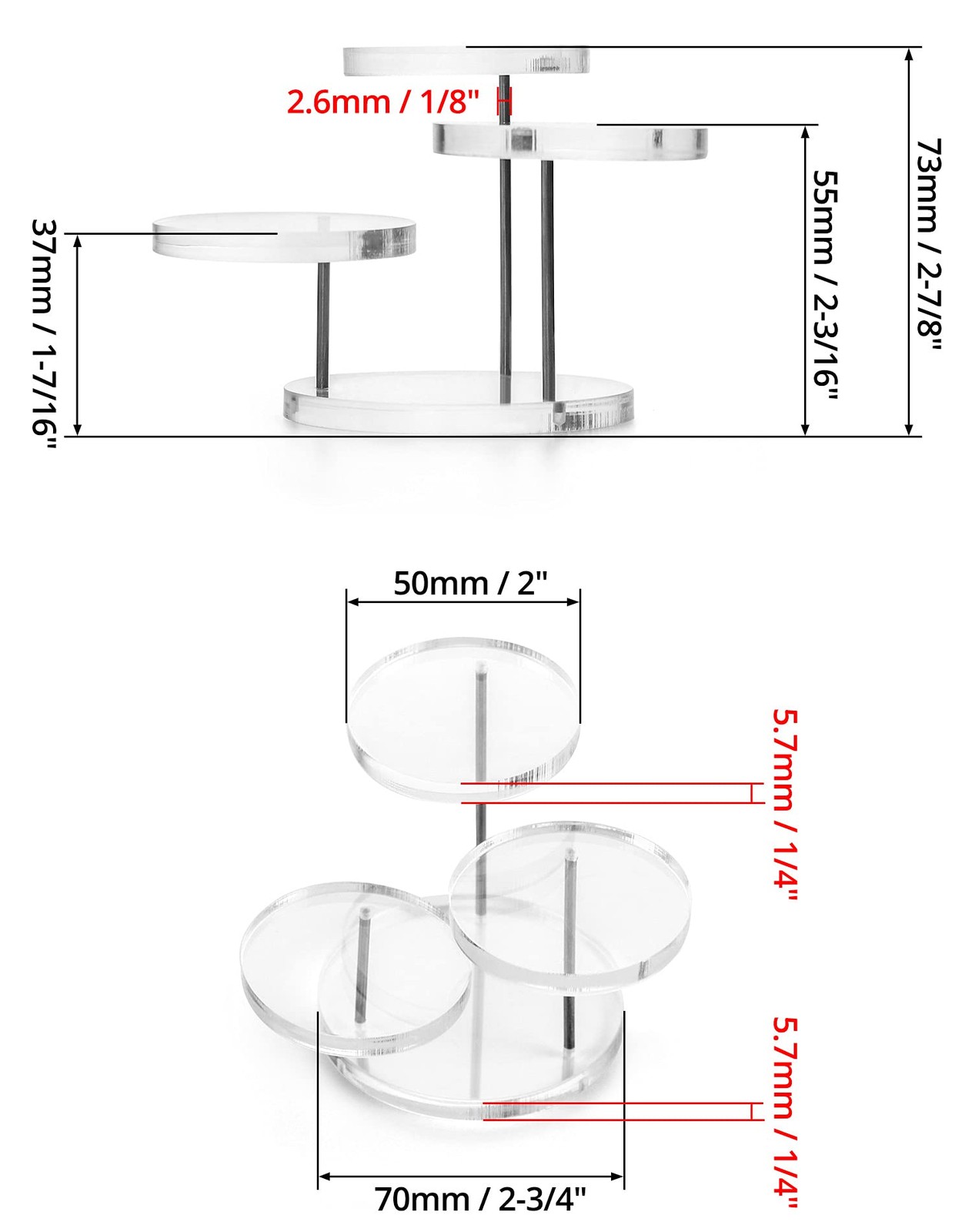 Round Acrylic Products Display Riser Stands, 3 Tier Jewelry Display Stands fo...