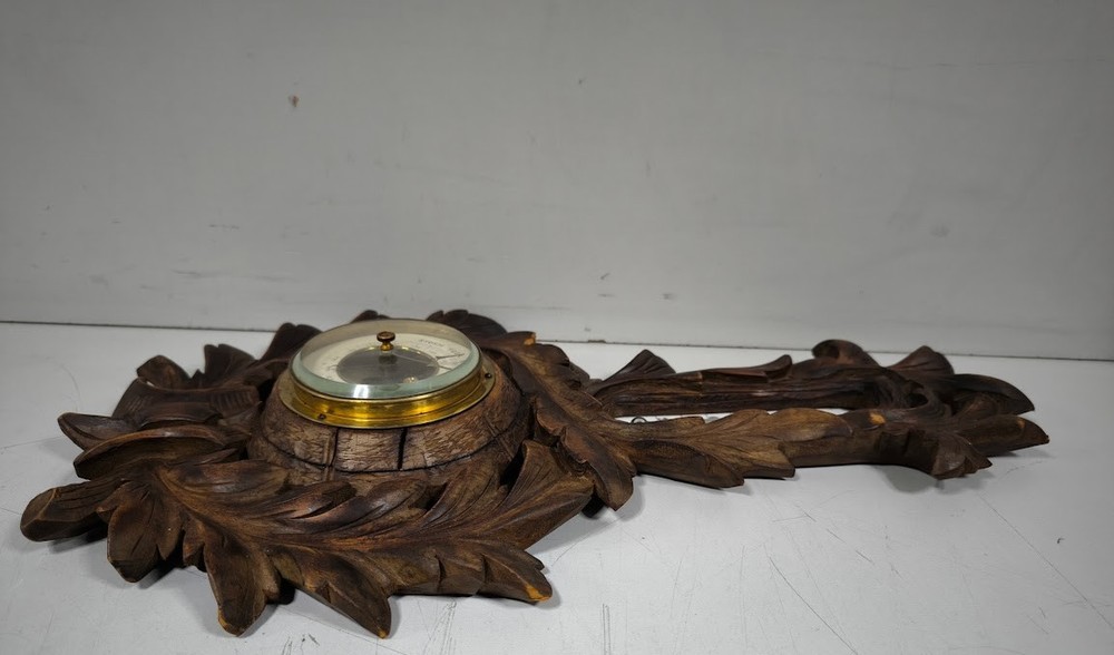 Vintage Barometer Thermometer Clock Weather Station Working