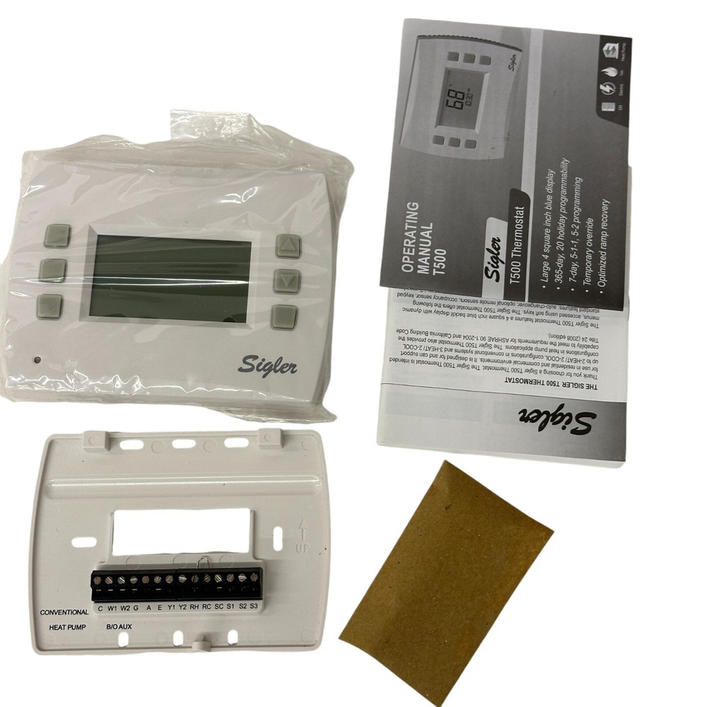 Sigler Model T500 Programmable Thermostat Performance PRO 2H 2C 70331