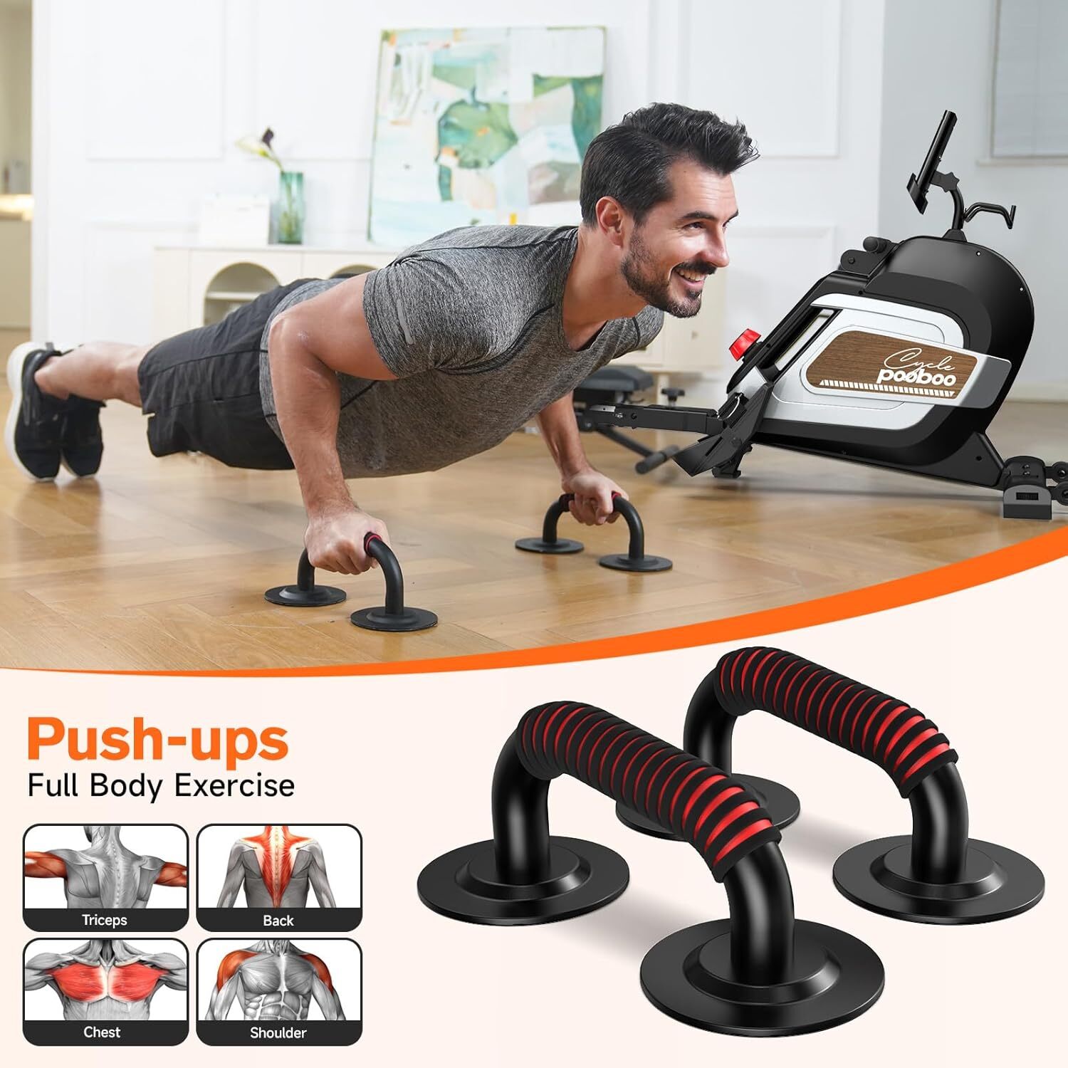 Indoor Magnetic Rowing Machine 14 Levels Quiet Resistance Dual Slide Rail Rower