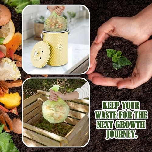 Countertop Compost Bin Kitchen,Odor Resistant Indoor Compost Bin with Yellow