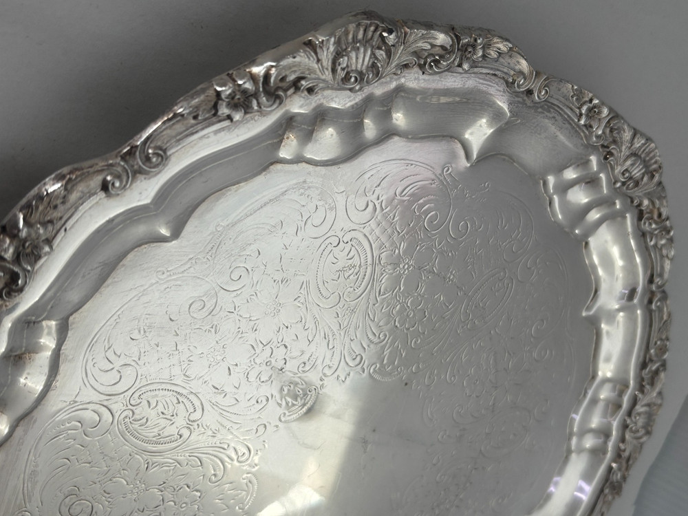 Lot of 2 Vintage Silverplated Footed Trays CASTLETON 4810 and POOLE 3209