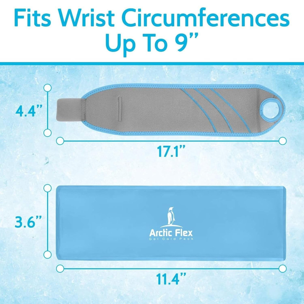 Wrist Ice Pack Wrap - Refreezable Gel Compression Support - Flexible Hot & Cold