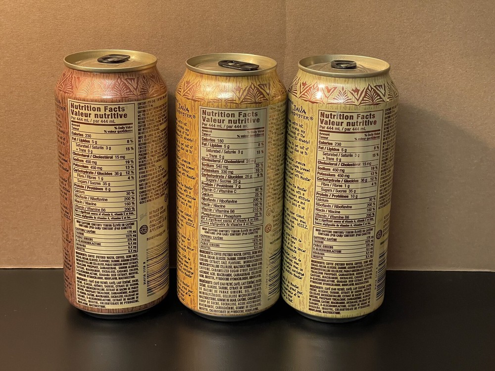 Three (3) Monster Energy Java Canada 🇨🇦 Full 15oz Cans Mean Bean Salted Locha