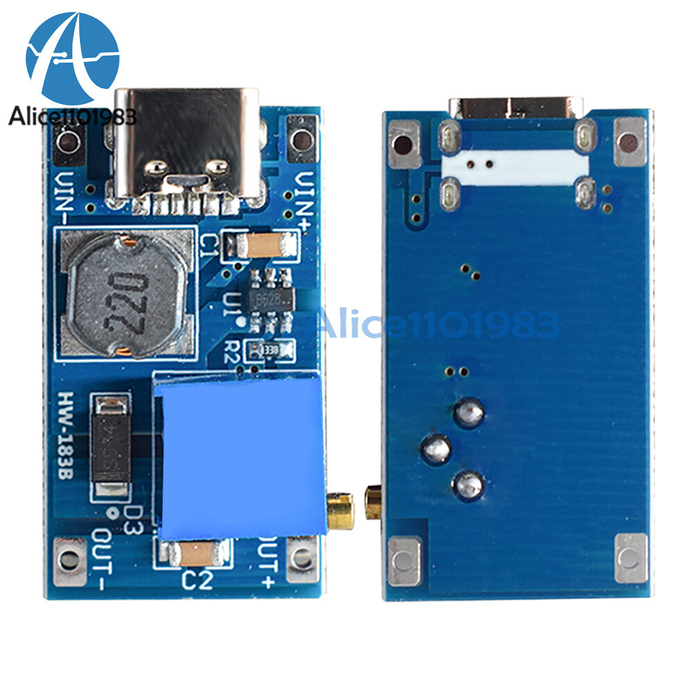 2A Step-up Board MT3608 2V-24V Input DC Boost Converter Module Micro USB/Type-C