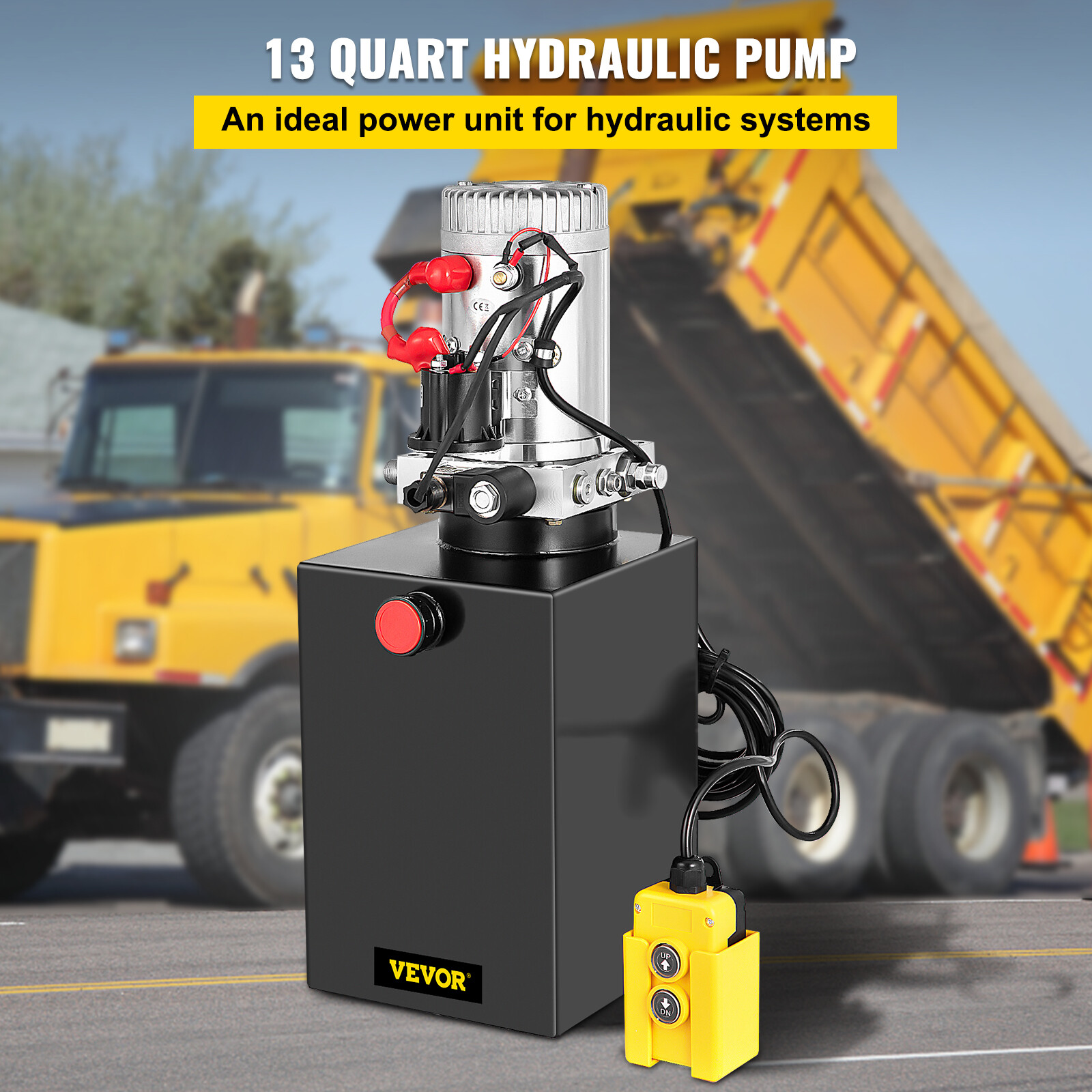 13 Quart Single Acting Hydraulic Pump Dump Trailer Unloading Unit Pack 12V