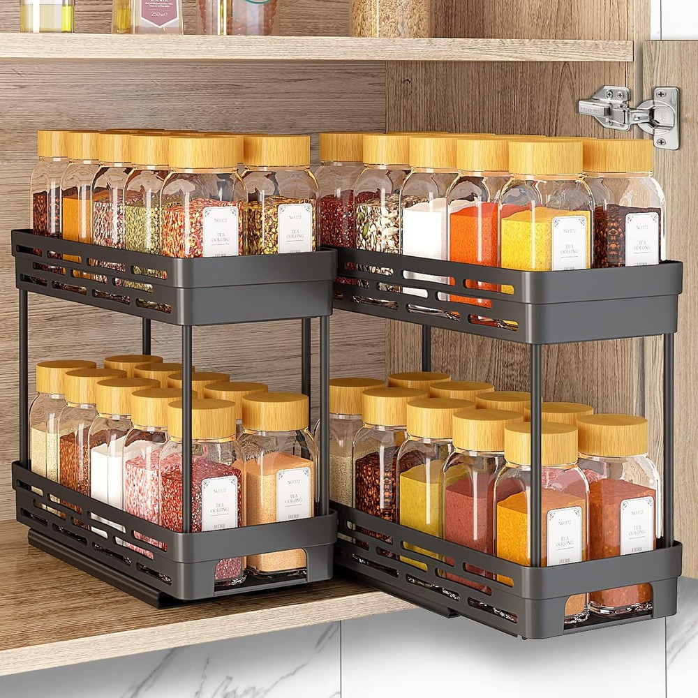 2 Pack Pull Out Spice Rack Organizer Cabinet Slide Out Organizer
