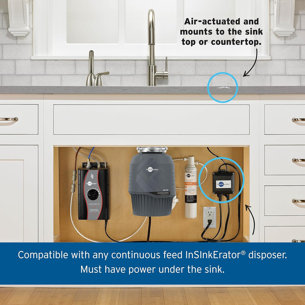 Garbage Disposal Air Switch Kit, Dual Outlet Sink Top Switch Button for All Foo